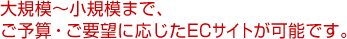 大規模～小規模まで、ご予算・ご要望に応じたECサイトが可能です。